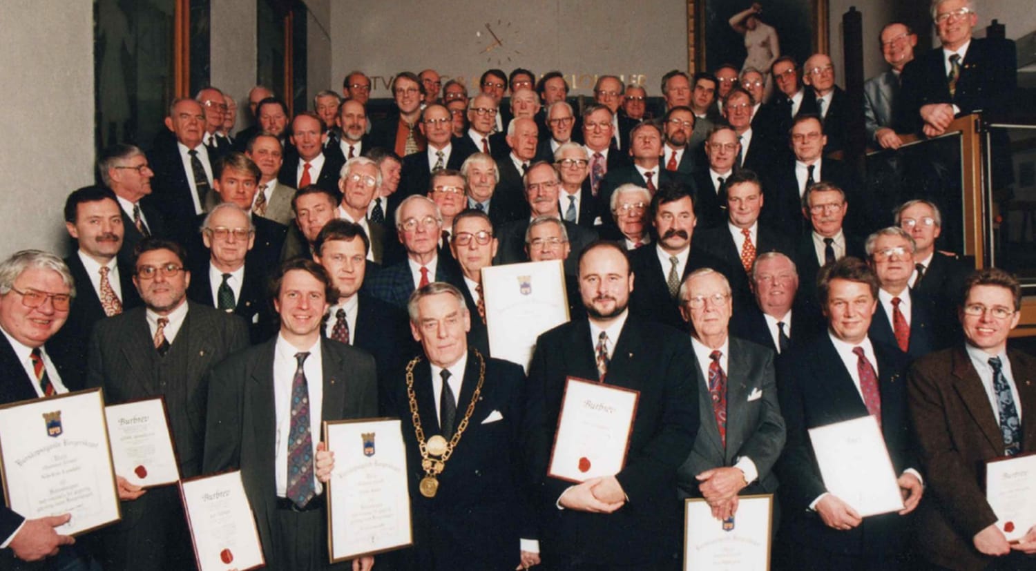 Samling av Borgerskapets medlemmar på Stadshotellet.